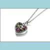 Pendentif Colliers Rétro Mignon Cristal Fleur Maman Coeur Collier En Acier Inoxydable Mémorial Crémation Urne Os Cendres Bijoux Pour Femmes Dro Dhsla