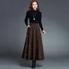 Saias Mulheres 2022 Outono Inverno Vintage Manta A-Linha Midi Midi Feminino Grosso Quente Longo Lã Saia Faldas Mujer Moda C29