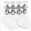 50pcs Wedding Favours Kissing Bell Heart Srebrne miejsce uchwyt karty Party