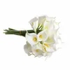 Couronnes de fleurs décoratives 35 cm Real Touch PU Calla Lily fleur artificielle 10 pcs/lot Latex pour la décoration de mariage fausse fleur décorative Wr