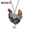 Colares pendentes de liga de liga de esmalte de frango floral jóias de garganta de galinha para garotas para mulheres acessórios de decoração de presentes