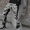 IEFB / Mäns Slit High Street Patchwork Strängar Bandage Male's Touser High Waist Casual Slim Byxor Streetwear Fashion 220328