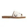 Designer Woody pantoffels Dames Platte Sandalen Mode Kant Gegraveerde Stof Canvas Zomer Outdoor Slippers