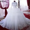 Saudi Arabia Dubai Ball Gown Wedding Dresses With Long Sleeves Sequins Beaded Lace Appliques Princess Bridal Gowns Lace-up Back Plus Size Vestidos De Novia CL0433