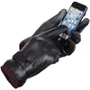 Cinq doigts gants plein doigt écran tactile coupe-vent conduite guantes hiver mitaines hommes cuir affaires