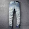 T Shirts Designer Jeans Amirrs 2023 Jean Casual Hip Hop sliten och tvättade stänkfärgfärgning Slim Fit Men's 97JN