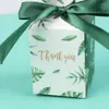 Подарочная упаковка 1/10pcs Sen Depart Green Creative Square Спасибо Candy Box Свадебная благоприятная вечеринка шоколадная вечеринка рождественские бокс -керни