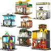 City Block Mini Street View Series Creative Fast Food Shop Market Friends Streetscape Sets Building Bricks Architecture Friends G220524