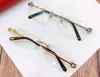 Rimless Optical Eyeglasses Gold Tone Frame Transparent Lens Glasses Frames Rectangular Men Fashion Sunglasses Frames