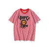 Fashion Summer Brand Stripe Cartoon Printing Men's and Women's Lovers' Short Sleeve T-shirt Student Clothes