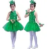 Vêtements de scène filles Ballet robe de danse ballerine pour enfants gymnastique justaucorps vert compétition Tutu Performance enfant en bas âge danse