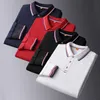 Primavera Autunno Uomo Cotone Polo T Shirt Uomo Business T shirt manica lunga colletto alla coreana TopsTees Polo uomo 220402
