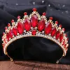 Red Crystal Bridal TiarasクラウンラインストーンPageant Diademaヘッドピースウェディングハロウィーンジュエリーヘアアクセサリー