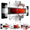 5Pcs No Framed Metal Red Rectangle Black Canvas Pictures HD Wall Art Canvas Paintings Home Decor Living Room Posters Decoration