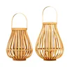 Candle Holders Log Rattan Floor Lantern Hand Woven Hanging Windproof Ornaments Candlestick Holder Home Balcony Decoration CraftsCandle