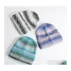 Cloches Womens Winter Hats Rainbow Striped Ski Hat Unisex Warm Knitted Men Beanies Fashion Hip Hop Sklies For Women C3 Drop Delivery Dhjc5