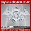 Błyszczący Biały Motocykl Bodys dla Daytona600 Daytona650 02-05 Bodywork 132NO.10 Cowling Daytona 650 600 CC 02 03 04 05 Daytona 600 2002 2003 2004 2005 ABS