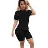 Summer Women Sports Suit Tracks Two Pieces Set s Casual T Shirts and Shorts Set Clothing Overized Tshirt 220616