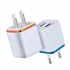 Caricabatterie doppi USB per Iphone Caricatore da muro Samsung 5V 2.1A Adattatore da viaggio in metallo Spina USA UE Adattatori di alimentazione CA