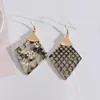 Dangle Lustre Géométrique Losange Ormeau Boucles D'oreilles Triangle Blanc Shell Drop Point PU Cuir Léopard Bijoux En GrosDangle