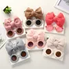 Hair Accessories 2Pcs/Set Puff Bow Baby Headband Sunglasses Flower UV400 Sun Glasses Elastic Nylon Hairbands Seaside Headdress AccessoriesHa