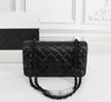 10a Top Tier Womens Mini Square Bag Real Leather Medium Caviar Lambskin quiltad Purse Liten Double Flap Black Shouler CF Bag Luxury Designer Maxi Chain Strap Handbag