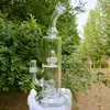 Unique glass bong hookah 13 inch scientific double crown perc glass water pipes cool dab rigs