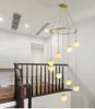 Lámparas colgantes Piso dúplex Sala de estar Medio Creativo Moderno Minimalista Todo Cobre Mármol Cubierta Escalera en espiral Iluminación Colgante