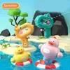 Schattige cartoon dinosaurus kaal water klein water pistool speelgoed dubbele mondstuk cartoon vet kippen eend spray water-outdoor wateroorlog