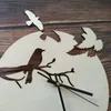 Horloges murales découpées au laser bois oiseaux moderne Unique fait à la main horloge en bois maison chambre salon décoration rustique mur mur