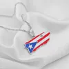 Pendanthalsband Anniyo Heart Puerto Rico Map and Color Flagg Gold Color/Silver PR Ricans Jewelry Gifts #165521 Förlovanden