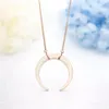 Statement Horn Crescent Moon Pendant Long Chain Necklace For Women Simple Jewelry Birthday Gift Kolye Bayan Necklaces219k297F