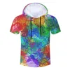 Mens skjortor Casual Colorful Ink Hooded Tshirt Drop Summer China 3D T Shirt Leverantörer Wholesale 220623