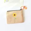 Square Cute Yellow Floral Portable Zipper Coin Purse Small Fresh Girls Student Small Bag Sanitary Napkin Storage Bags