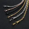 Kedjor Rostfritt stål Twisted Rope Chain Halsband för män Kvinnor Hip Hop Titanium Choker Fashion Party Jewelrychains