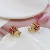 Stud European And American Tide Brand Jewelry Simple Three-dimensional Enamel Color Glaze Red Small Pomegranate Earrings For WomenStud Dale2