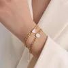 Chaîne à maillons RUO 2022 Arrivées Mode 18 K Or Blé Rond Coeur Shell Bracelet Personnalité Titane Acier Main JewelryLink Kent22