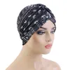 2022 Kvinnor ruffle knuten turban hatt paisley mönster huvud wrap muslim hijab stretchy hår halsduk hår tillbehör turbante mujer
