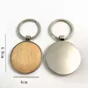 Keychains de madeira de metal anel -chave redondo retângulo de coração simples Diy em branco de madeira chave pendente de moda presentes de moda keyrings