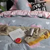 Solstice Cartoon Pink Love Symbol Bedding Sets 3/4pcs Children's Boy Girl and Adult Beds Sheet Duvet Cover Bed Pillowcase