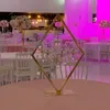 decorazione Centrotavola da tavolo con candelabri in oro acrilico decorativo geometrico per la festa nuziale imake334