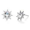 Stud Female Valentine's Day Jewelry Charm Blue Zircon Sun Flower Earring 925 Silver Earrings For Women Party AccessoriesStud Mill22
