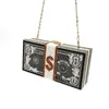 Yuchengbags 20222022 Presentförpackning Kvinnor Kväll Party Stack of Funny Money Purse Crystal Cross Body Cash Dollar Bill Bag