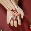 Falska naglar Tryck på julkista Fake Nail med Design Avtagbar slitstarka Ballerina Full Cover Tips