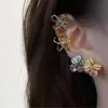 Clip-on & Screw Back Fashion Gold Silver Color Zircon Flower Clip On Earrings For Women Simple Ear Cuff Earcuff Without Piercing Fake Earrin