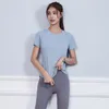 LU LU LEMONS mouwen uitlijnen Korte Yoga Fiess Sport Mooie Hoow Terug Split Sneldrogend Stretch Ademend T-shirt