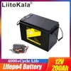 Pacco batteria LiitoKala 12V LiFePO4 12.8V 200Ah Camper per camper Batterie per carrello da golf impermeabili 4000 cicli Fuoristrada Off-grid Energia solare Caricatore 150ABMS 14.6V20A