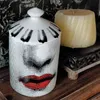 Pot décoratif créatif pour le visage féminin, bougeoir vide, stylo de maquillage pour le visage, boîte de rangement pour coton-tige avec couvercle, artisanat en céramique YQ231018