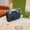 3 размера Marmont Bags Love Heart v Wave Pattern Pattern Satchel Сумка цепной сумки для плеча Конструктор Crossbody Кошелек Леди Кожа Классический стиль Tote с коробкой
