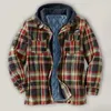 Men's Tracksuits Men's Autumn And Winter Plaid Lapel Pocket Hooded Padded Loose Shirt Top Jacket Outdoor MenMen's
